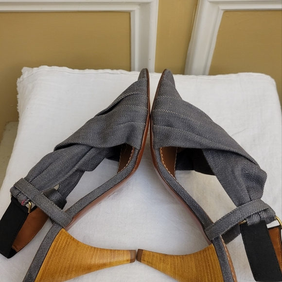 Lanvin Denim Open Toe Pumps Size 40.5/ US 10 - Picture 6 of 10